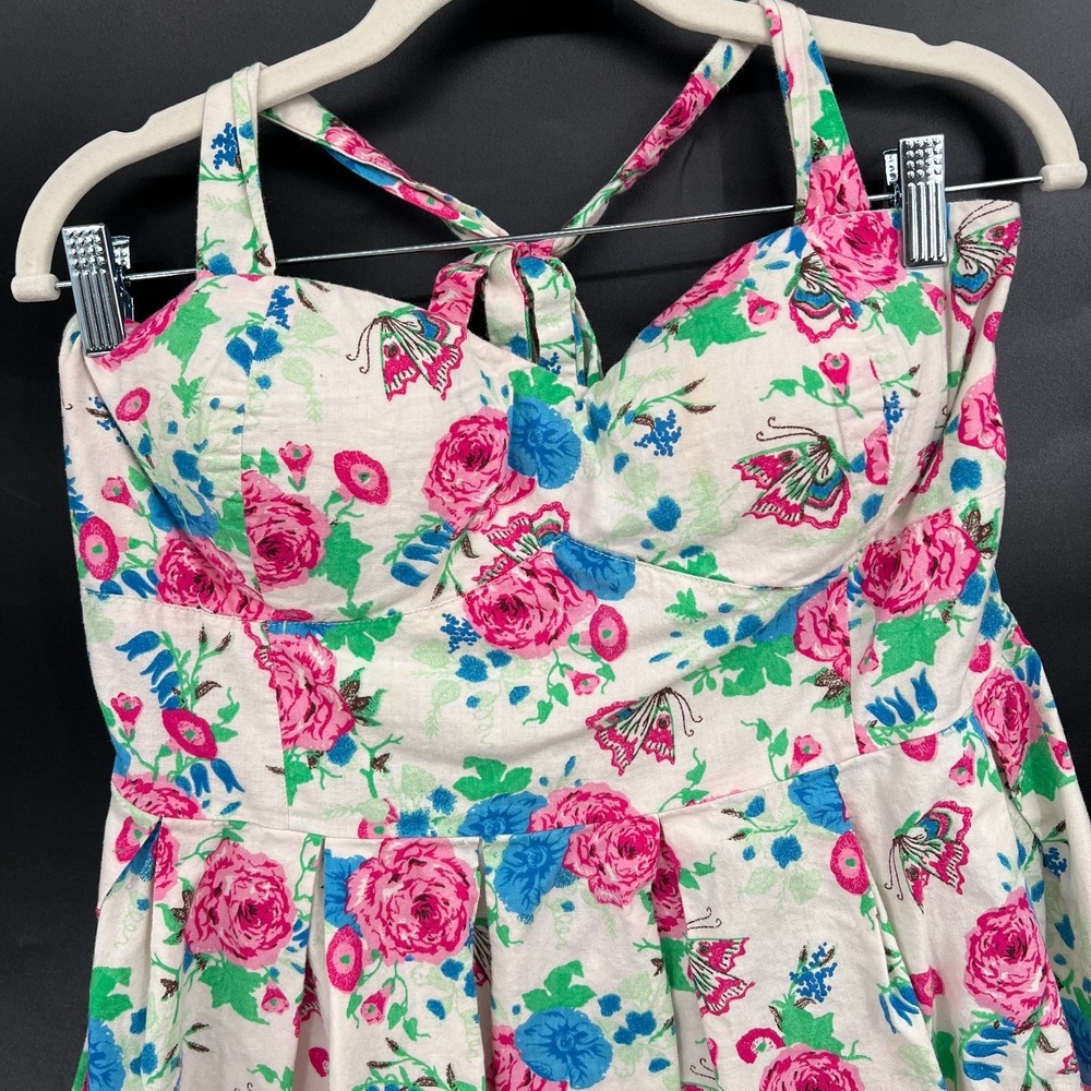 retro y2k 90s halter bra free fit & flare mini dress cottagecore XL - Picture 3 of 11